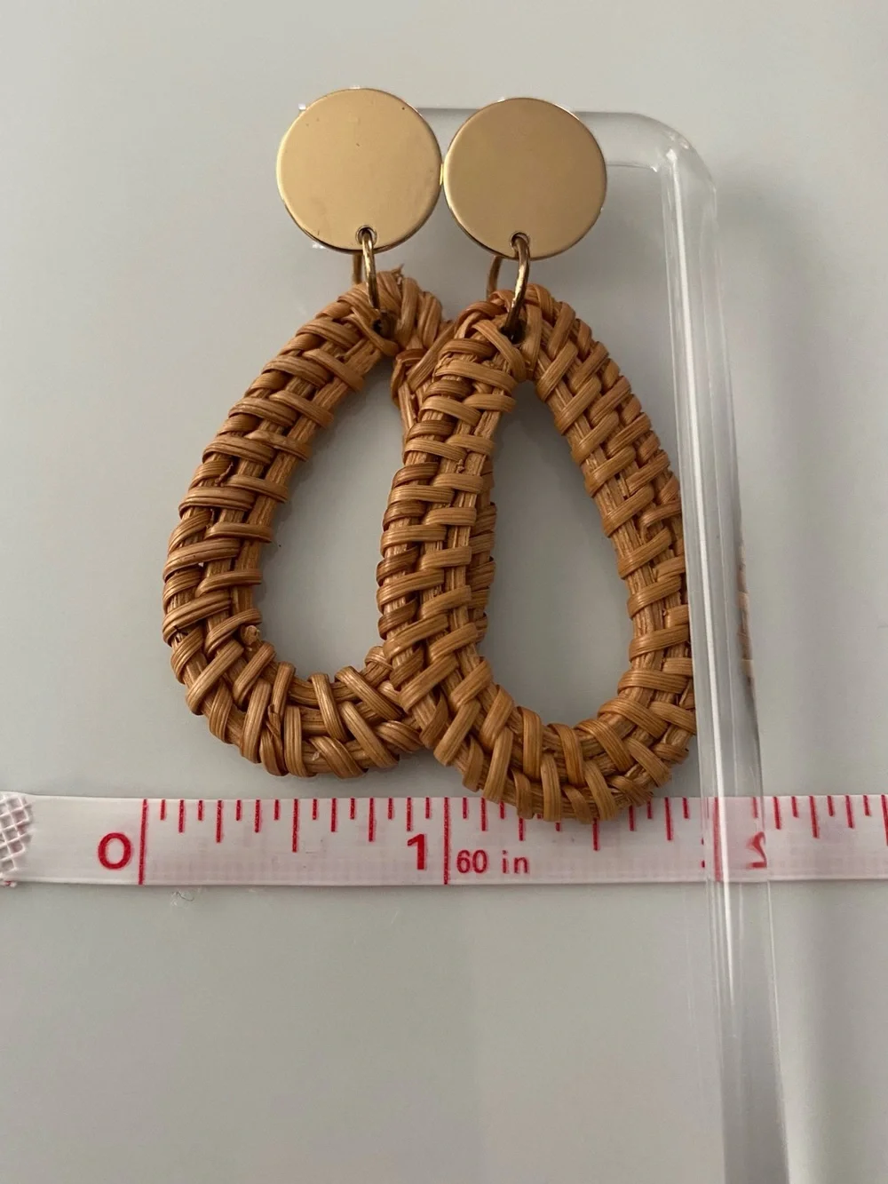 Woven Teardrop Drop Earrings in Tan